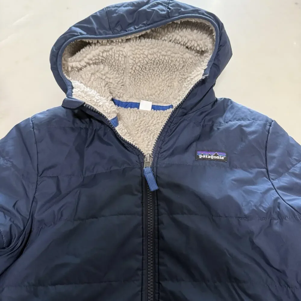 Big Kids Patagonia Reddy Freddy Reversible Jacket Size L (12) Navy Blue Winter